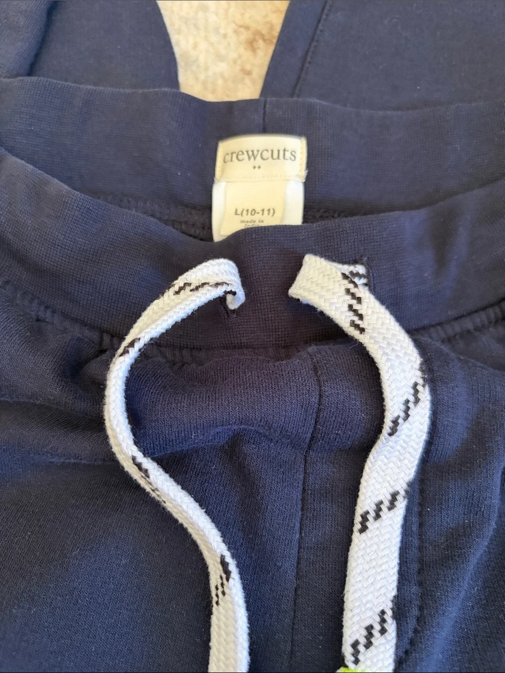 Crewcuts Navy Drawstring Joggers with White Accent- never worn
